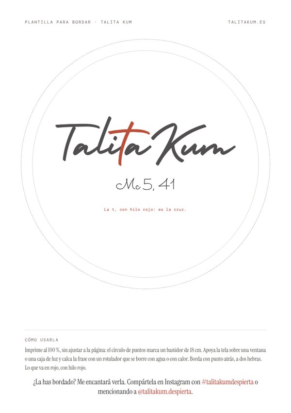 Plantilla para bordar: Talita Kum